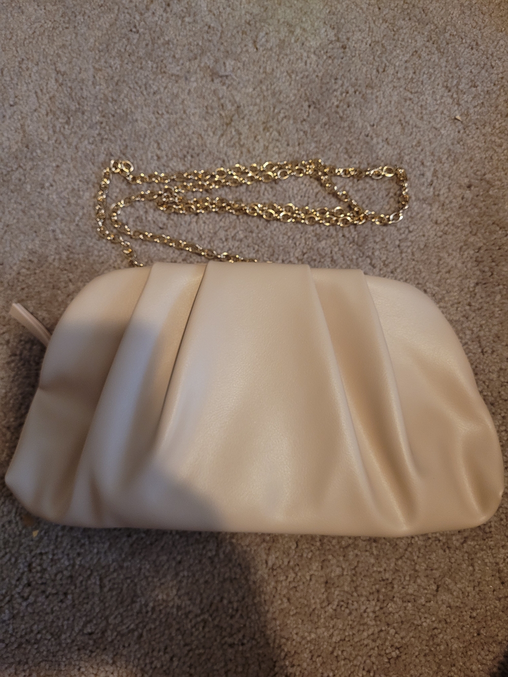 SWEETV Ivory Ruched Evening Clutch Purse Gold Chain Shoulder Bag Wedding Formal